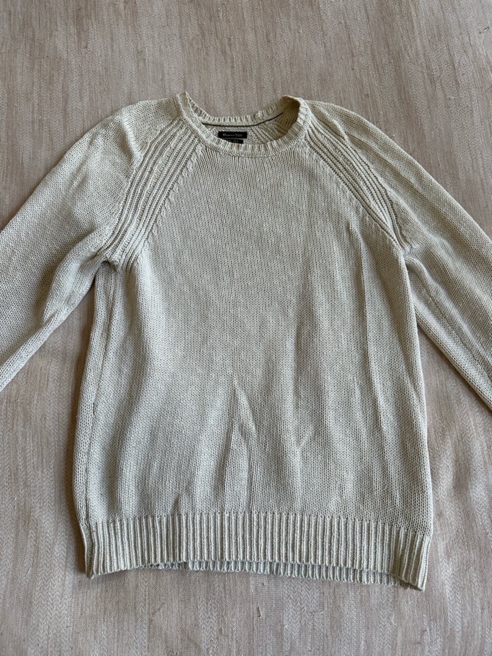Massimo Dutti Cream Crewneck Knit Sweater